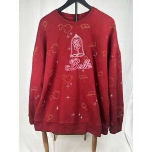 Disney Princess Belle BoxLunch Burgundy Quilted Embroidered Sweatshirt 2X Red